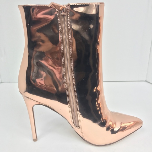 rose gold metallic booties